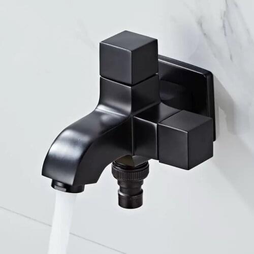 LIUYUE Faucets Black Brass Indoor/Outdoor Garden Wall Mounted Bathroom Dual Use Washing Machine Tap Bath Toilet Mop Pool Taps