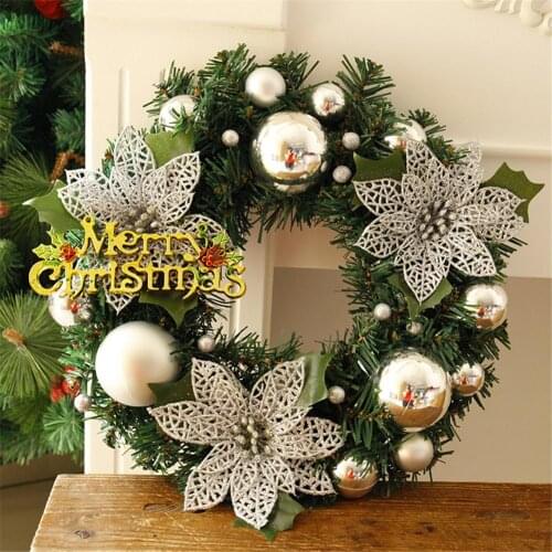 Pine Needles Band Wall Hanging Christmas Wreath Decoration For Xmas Party Door Garland Ornament Home Decor Holiday Accessories