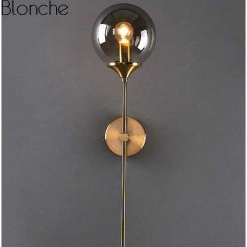 Modern Glass Wall Lamp Gold Led Wall Light Fixtures for Bedroom Bathroom Mirror Nordic Home Decor Lights Indoor Luminaire E14