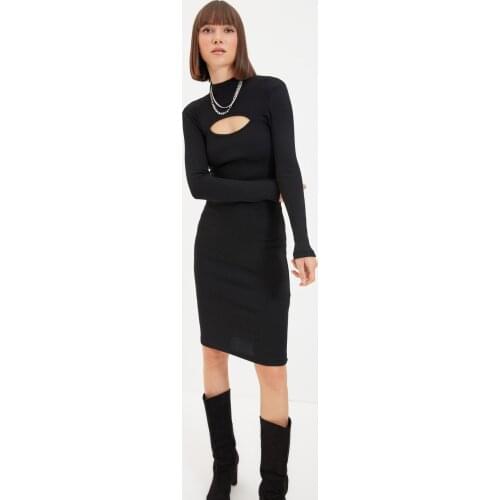 Trendyol Cut Outlu Ribbed Midi Knitted Dress TWOAW22EL1271