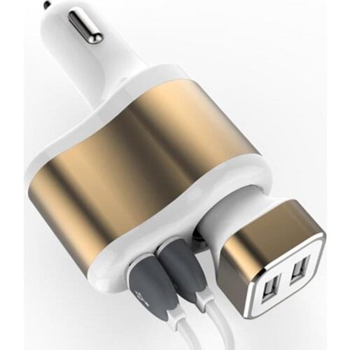 Convenient Mini Dual USB Ports Aluminum Alloy Car Charger Power Adapter Auto Accessory 9.5cm x 6cm x 2cm