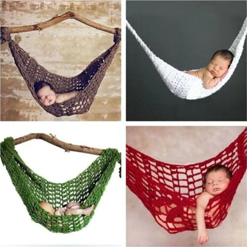 Comfortable Handmade Knitted Newborn Hammock Cocoon Baby Photography Prop Infant Toddler Crochet Costume H157