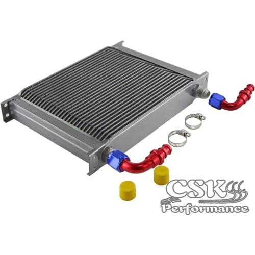 Universal 30 Row AN10 Engine Transmission Oil Cooler w/ Fittings Kit Silver