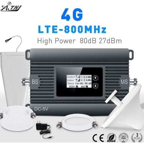 Smart 4G signal booster High Power 80dBi LTE 800MHz smart mobile signal booster 4g repeater LTE 4g cellular signal amplifier kit