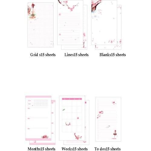 Yiwi 1 Set A5 A6 90 Sheets Cherry Blossoms Snowflake Weekly Month Grid Line Blank To do list Filler Pages Planner inner Pages