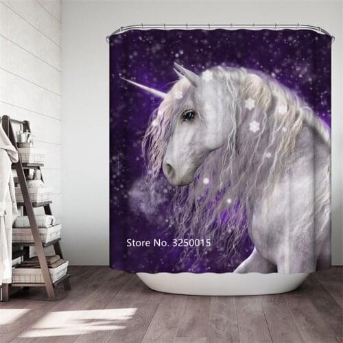 3D Animal Tiger Horse Ethnic Wind Shower Curtain Sunflower Marbling Lovely Unicorn Bathroom Partition Curtain Home Decoration