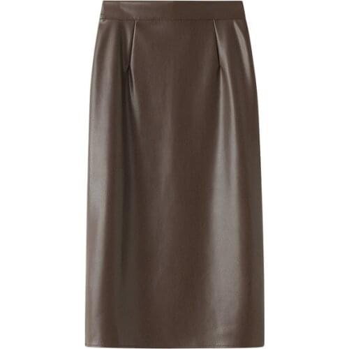 Women Autumn Pu Leather Skirt Split Hem Women Bodycon Skirt High Waist Women Winter Skirt Femme Faldas Jupe Saia