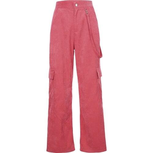 New Autumn Winter Women Casual Pockets Patchwork Cargo Pants 2020 Fashion High Waist Straight Trousers Women Pants S M L