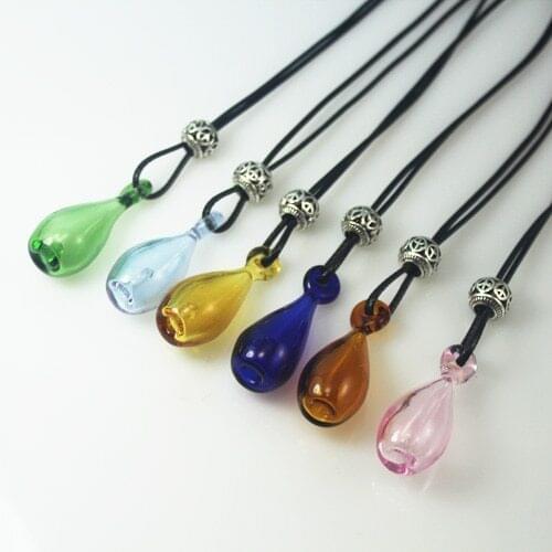 1PC 40X16MM Aroma Diffuser Bottle Necklace With Bottom Hole,Glass Perfume Bottle Pendant Necklace