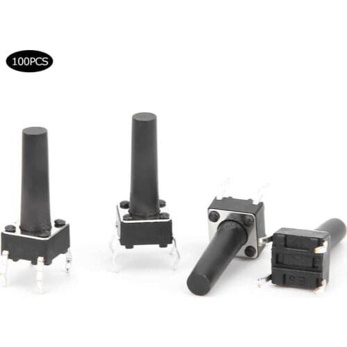 100PCs Momentary Tactile Switch Micro Button Engineering Plastic DC12V 50mA DIP 6x6x15mm