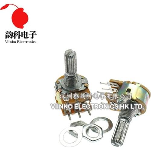 100pcs WH148 B1K B2K B5K B10K B20K B50K B100K B500K 6Pin 20mm Shaft Amplifier Dual Stereo Potentiometer 1K 2K 5K 10K 50K 100K 1M