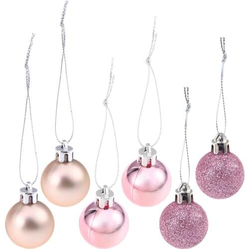 24pcs Christmas Pink Ball Ornaments Tree Decorations for Holiday Wedding Party Decoration