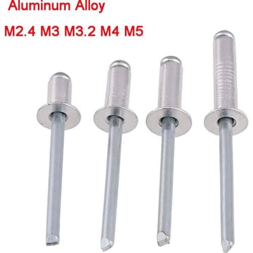 30Pcs-50Pcs Aluminum Alloy Decorating Nails Flat Head Pop Aluminum Rivets Blind Countersunk Head Rivets M2.4 M3 M3.2 M4 M5