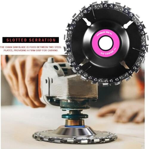 4 Inch Chain 22 Tooth Fine Cutting Chain Disc Set for 100/115 Angle Grinder Grinding Disc Chainsaws Wood Craving Disc