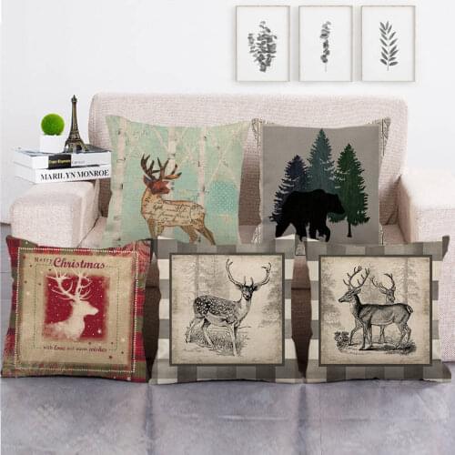 45cm*45cm wild elk design linen/cotton throw pillow covers couch cushion cover home decor pillow