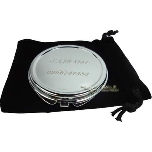500X Personalized Round compact mirror wedding favor bridesmaid gifts Free engraving+ FREE Black Velvet Pouch #18032