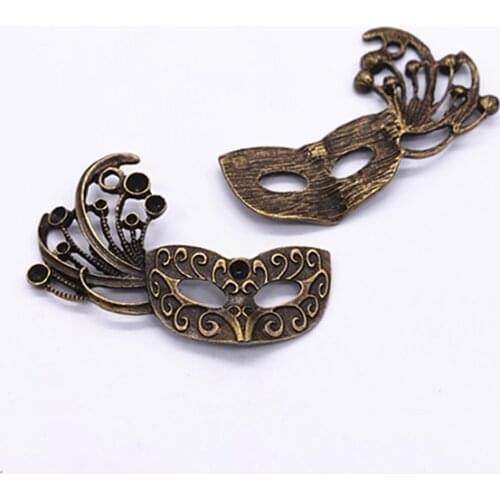 53*35mm 2pcs Antique Bronze Plated Queen Mask Charms Pendant For DIY Necklace Bracelet Jewelry Accessories