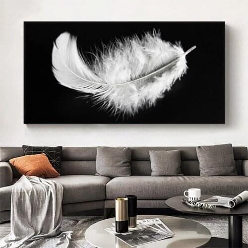 5D Diy Diamond Painting Modern Black And White Art White Feathers Full Novelty 2021 Mosaic Art Diamond Embroidery IconsZP-3010