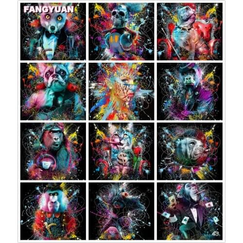 5D Diy Graffiti Colorful Animal Diamond Painting Fantasy Full Drill Diamond Embroidery Mosaic Cross Stitch Kit Picture Home Deco