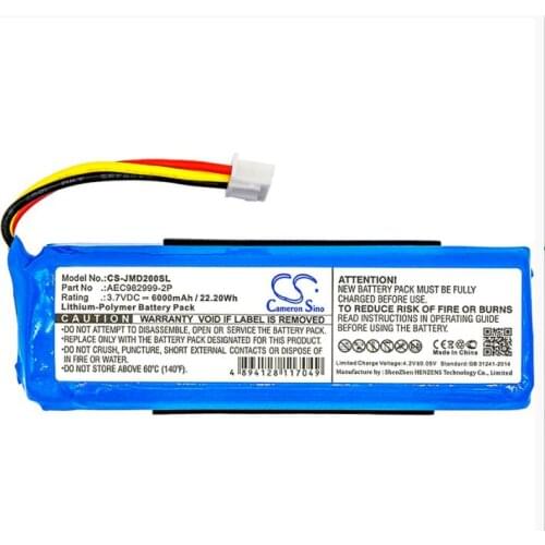 Cameron Sino 6000mAh battery for JBL Charge AEC982999-2P Speaker Battery