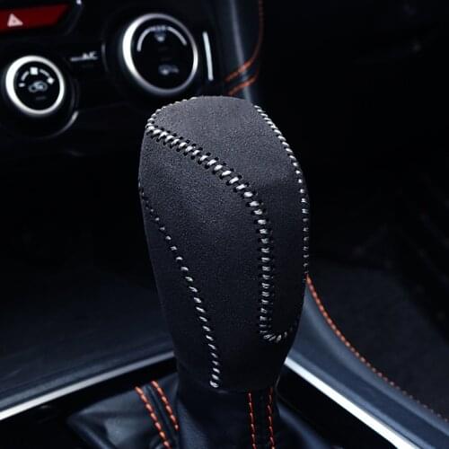 Auto Suede Hand Sewing Gear Shift Knob Trim Cover For Subaru Forester 2019-2021 XV 2018-2020 Car Accessories Interior Decoration