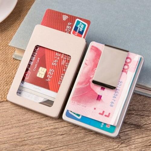 2020 New Aluminum Mini RFID Card Holder Wallet Antimagnetic Alloy Men Credit ID Cards Case Fashion Women Slim Dollar Clip Purse