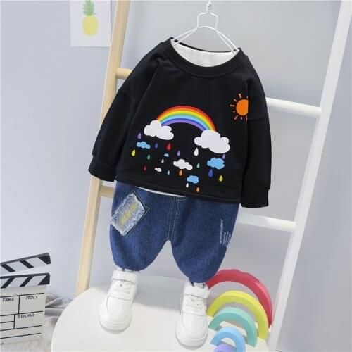 Spring Autumn Child Baby Boys Clothing Sets Cartoon O-Neck Full With Deer Print T-shirt Pants 2pcs Kids Clothes Suits Tracksuits
