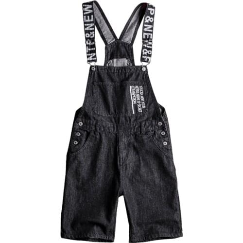 Mens Black Workwear Denim Shorts Workwear Beach Jeans Hip Hop Streetwear Casual Workwear Youth Overalls 2021