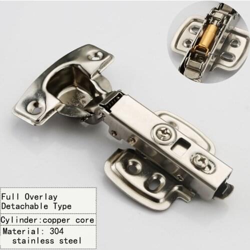 Stainless Steel Door Hydraulic Hinges Full Overlay Cupboard Hinges Damper Buffer Soft Close Cabinet Kitchen Furniture Hardware