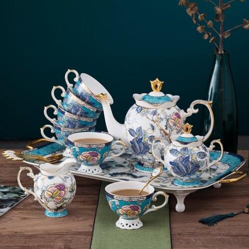 European afternoon tea tea set 15-piece set bone china coffee cup and saucer small luxury whole set of household cold kettle