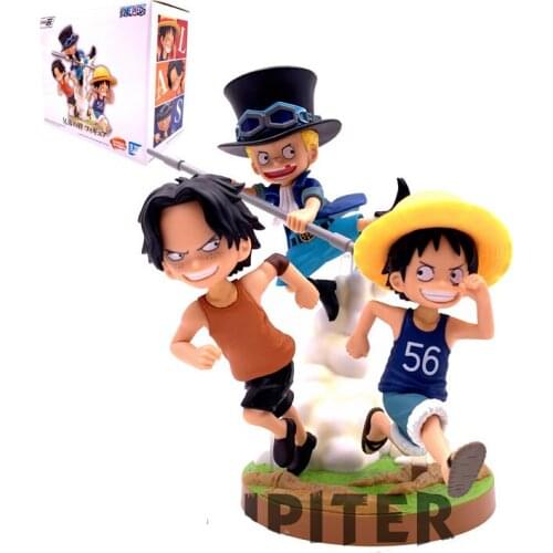 Bandai Original ONE PIECE Collections Model Anime Figures Luffy Sabo Ace Three Brothers PVC Action Figure Kids Dolls Toys Gifts