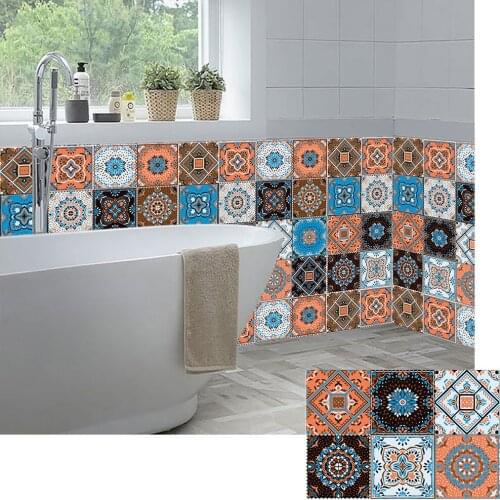 16pcs/set Crystal Hard Tiles Floor Wall Stickers Kitchen Wardrobe Washbasin Tiles Decoration Wallpaper Peel & Stick Art Murals