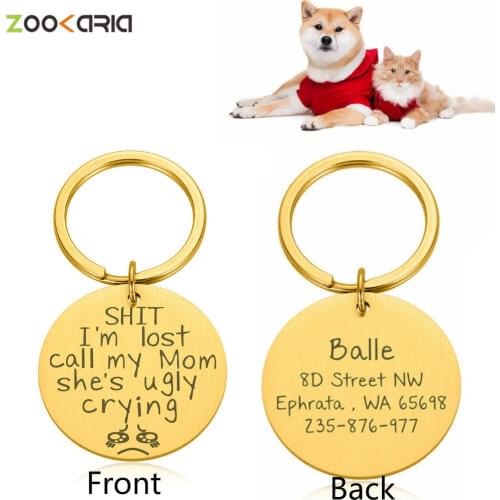 Customized Pet ID Tag Dog Cat Collar Accessories Keychain Decoration Pet Name Number Collars Stainless Steel Keyring Cat Tag