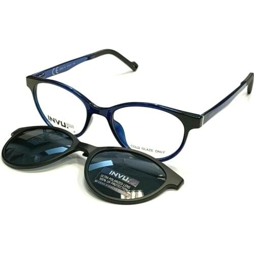 Invu. Frame with polarized Clip-on sunglasses magnet Mod. G4801B