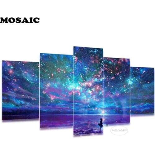5pcs/set 5D Diy Daimond Painting,Mosaic Embroidery full square Cross stitch starry sky Multi-picture Combination Rhinestone art