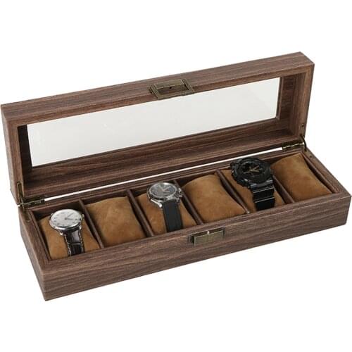 Watch Box - Display Case & Organizer for Mens - Jewelry Watch Holder- Brown, Glass Top
