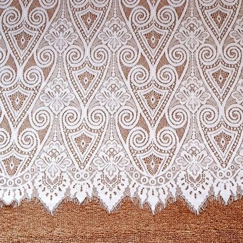 3 Meters French Eyelash Lace Fabric 150cm White Black DIY Lace Embroidery Clothes Wedding Dress Accessories Eyelash Lace Trims