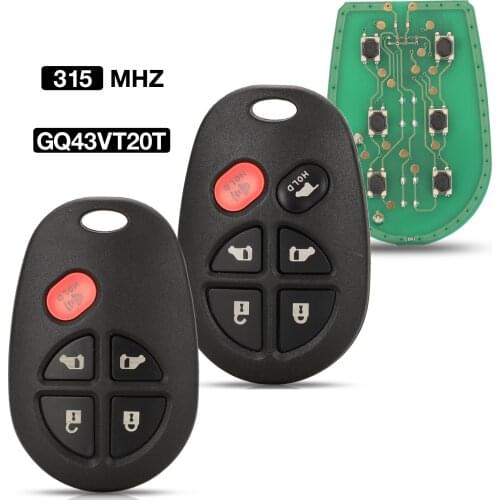 Kutery 5/6 Buttons 315MHz Smart Remote Control Car Key Fob Case For Toyota Sequoia Sienna 2010-2017 FCCID: GQ43VT20T