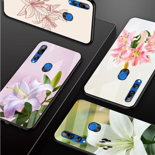 Lily Tempered Glass Phone Case For Huawei honor 8X 9 10i 20i 20Lite 20Pro 30 Pro Cover Shell