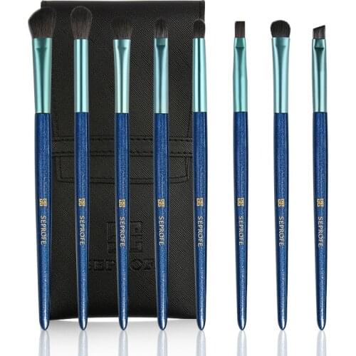 New 8-Piece Portable Eye Makeup Brush Set Beginner Soft Hair Eye Shadow Brush Starry Gem Wooden Handle Makeup Brush