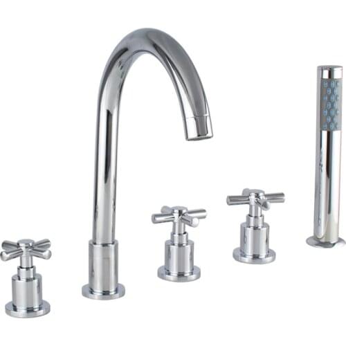 5PC Set Solid Brass Mixing Valve Tap For Bathtub Faucet Hot and Cold Mixer Waterfall Bathroom 5 Hole Jacuzzi Faucet Accessories