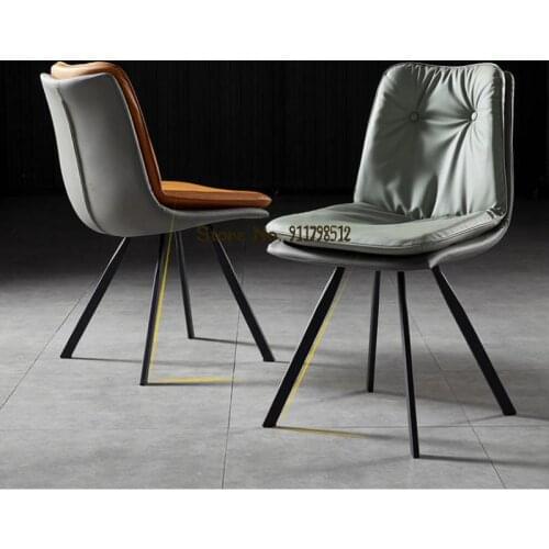 Nordic Light Luxury Dining Chair Double Back Chair Modern Simple Desk Chair Dressing Chair Dressing Chair Leather Dining Chair