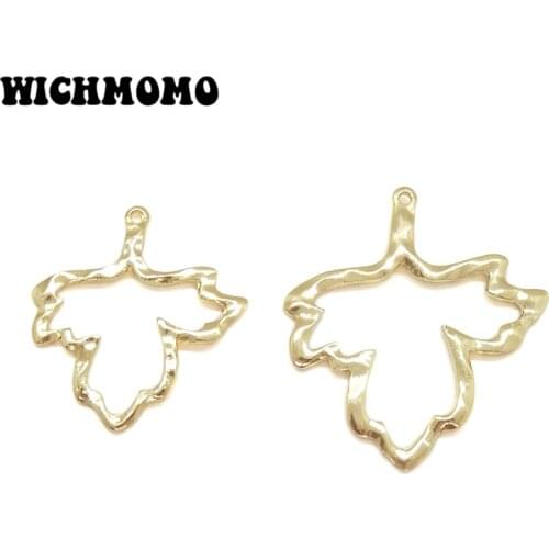 2019 New Fashion 6pieces/bag High Quality Plating Zinc Alloy Gold Maple Leaf Charms Pendants DIY Earring Jewelry Accessories