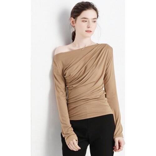 2020 New Fashion Spring Women cotton Blouses Top slong Sleeve knitting Skew Collar Shirt Blusas Plus Size Autumn Clothing M-7XL