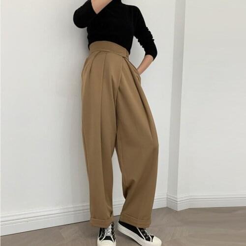 Spring 2021 New High Waist Straight Woman Wide Leg Pants Pure Color Loose Women Casual Pants Office Lady Trousers Suit Pants