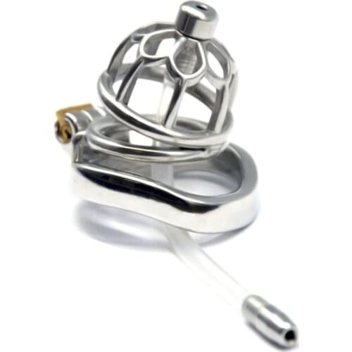 2020 New Design Hollow Male Chastity Device Stainless Steel 3 Size Choose Cock Cage Penis Ring Restraint Toys for Man G7-1-263B