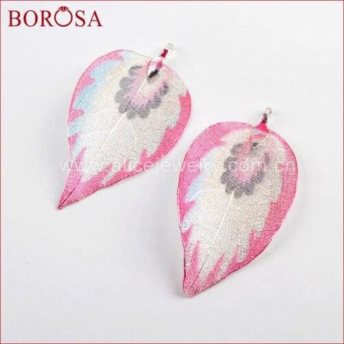 BOROSA HIgh Quality 20PCS Titanium Rainbow Leaf Charm For Jewelry Making,Drusy Metal Charm for Women DIY Jewelry WX932