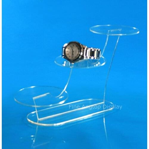 Clear Acrylic 200mm Width Base With 3 Round 80mm Diameter Display Riser Pedestals Jewelry Step Rack