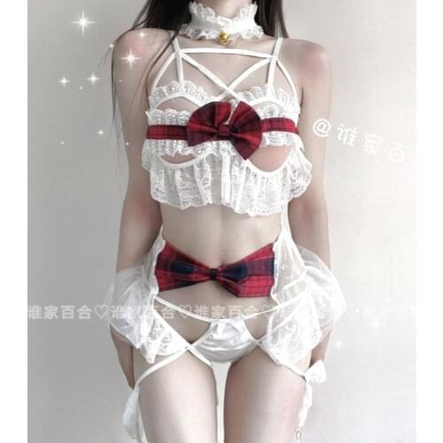 Japanese Devil Sexy Costumes Erotic Bandage Maid Sexy Lingerie Sweet Gothic Lolita Sleepwear Dress Anime Cosplay Underwear Set