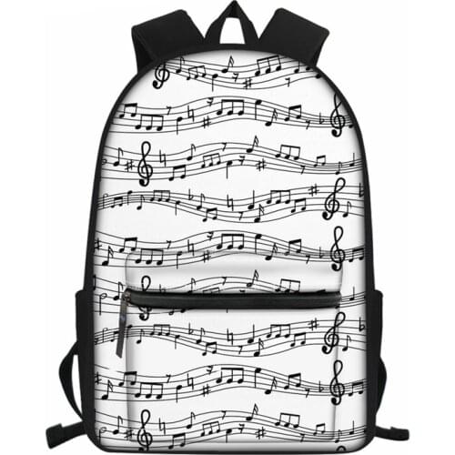 Teenager School Backpack Music Note Prints High School Student School Bags Women Mochila Classic Rucksack Kids Bag